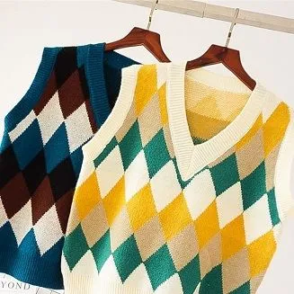 jaket baju sejuk tanpa lengan v-leher