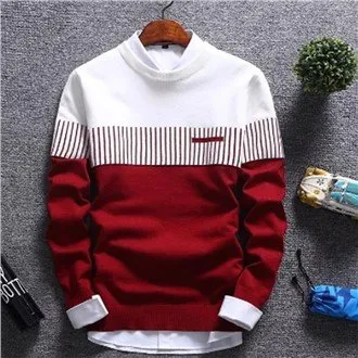 Tricolor Crew Neck Stitched Sweater