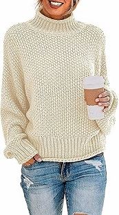Sweater Turtleneck Chunky Knit Loose Pullover