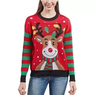 Sweater Krismas Jelek Wanita 2022 Elk Snow Tree Rajutan Pullover